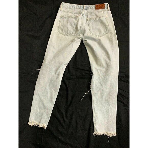 Zara Womens Light Blue Distressed Mid Rise Jeans Denim 4 Small - Picture 4 of 6